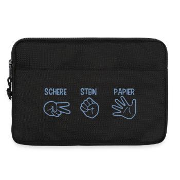 Schere Stein Papier Spiel Handspiel Silhouette - Laptoptasche 13" - Schwarz - Vorne