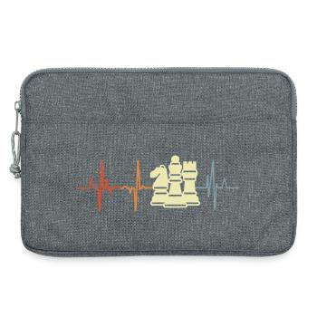 Schachfiguren Kardiogramm - Laptoptasche 13" - Grau meliert - Vorne