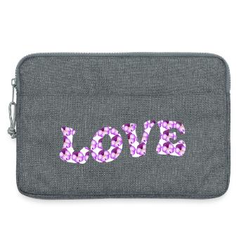 Motif d’amour avec des fleurs lilas - Sacoche pour ordinateur portable 13 pouces - gris chiné - Devant
