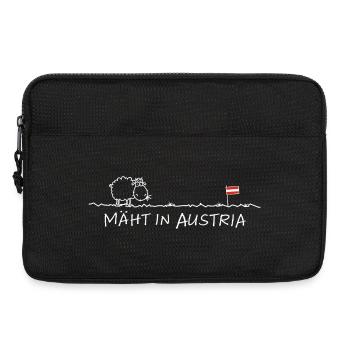 Mäht in Austria – Schaf Spruch Wortspiel - Laptoptasche 13" - Schwarz - Vorne