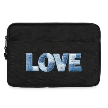 J’ADORE le look tissu en lettres de tendance patchwork - Sacoche pour ordinateur portable 13 pouces - noir - Devant