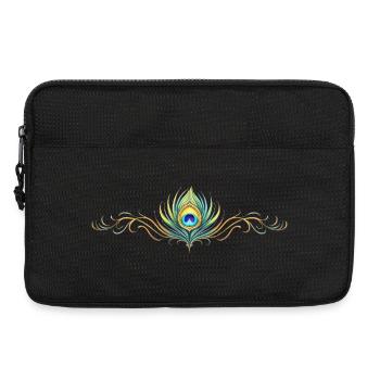 Pfauenfeder Ornament Boho Symmetrisch - Laptoptasche 13" - Schwarz - Vorne