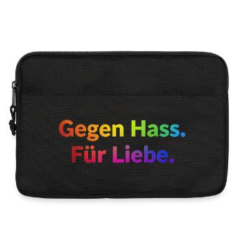 Gegen Hass Für Liebe Spruch Regenbogen Pride CSD - Laptoptasche 13" - Schwarz - Vorne