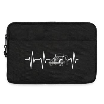 Oldtimer Symbol Herzschlag Auto Puls Klassiker - Laptoptasche 13" - Schwarz - Vorne