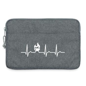 EKG Kurve - Herzkurve - Puls - Grillen - Feuerkorb - Laptoptasche 13" - Grau meliert - Vorne