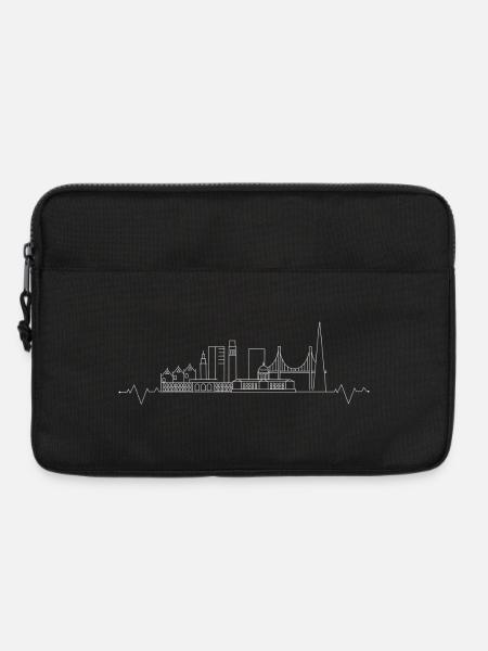 Urban Skyline Silhouette Print - Laptoptasche 13" - Schwarz