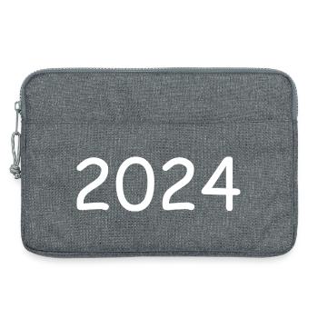 2024 Jahreszahl weiß - Laptoptasche 13" - Grau meliert - Vorne