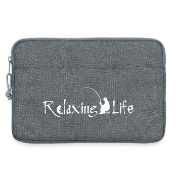 Vie relaxante Silhouette de pêcheur - Sacoche pour ordinateur portable 13 pouces - gris chiné - Devant