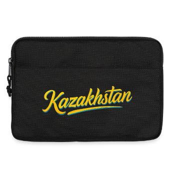 Kasachstan Adler Sonne Flagge Schriftzug Geschenk - Laptoptasche 13" - Schwarz - Vorne