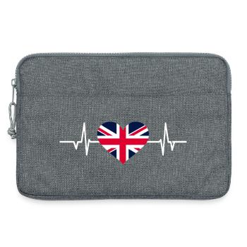 Union Jack Herzschlag - Laptoptasche 13" - Grau meliert - Vorne