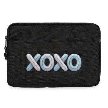 XOXO Patchwork Stickerei - Laptoptasche 13" - Schwarz - Vorne
