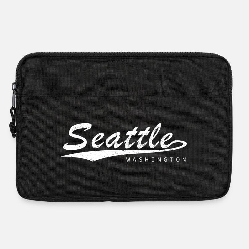 Seattle Schriftzug Stil mit Stadtlinie - Laptoptasche 13" - Schwarz