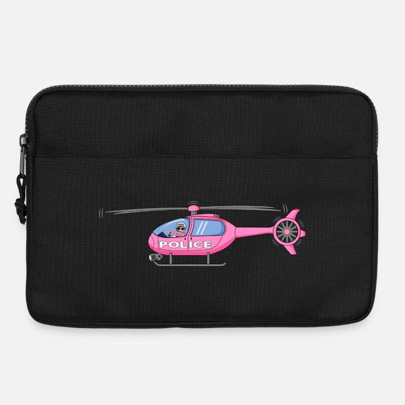 Polizeihubschrauber in Rosa - Laptoptasche 13" - Schwarz