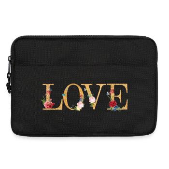 LOVE Art mit gestickten Blumen - Laptoptasche 13" - Schwarz - Vorne