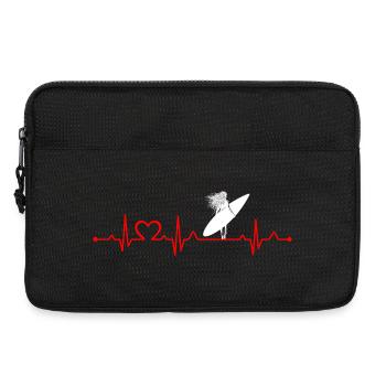 Surfing Girl Heartbeat EKG Beach Lover Girl - Laptop bag 13" - black - Front