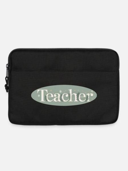 Winter Teacher Lettering Fir Branches - Laptop bag 13" - black