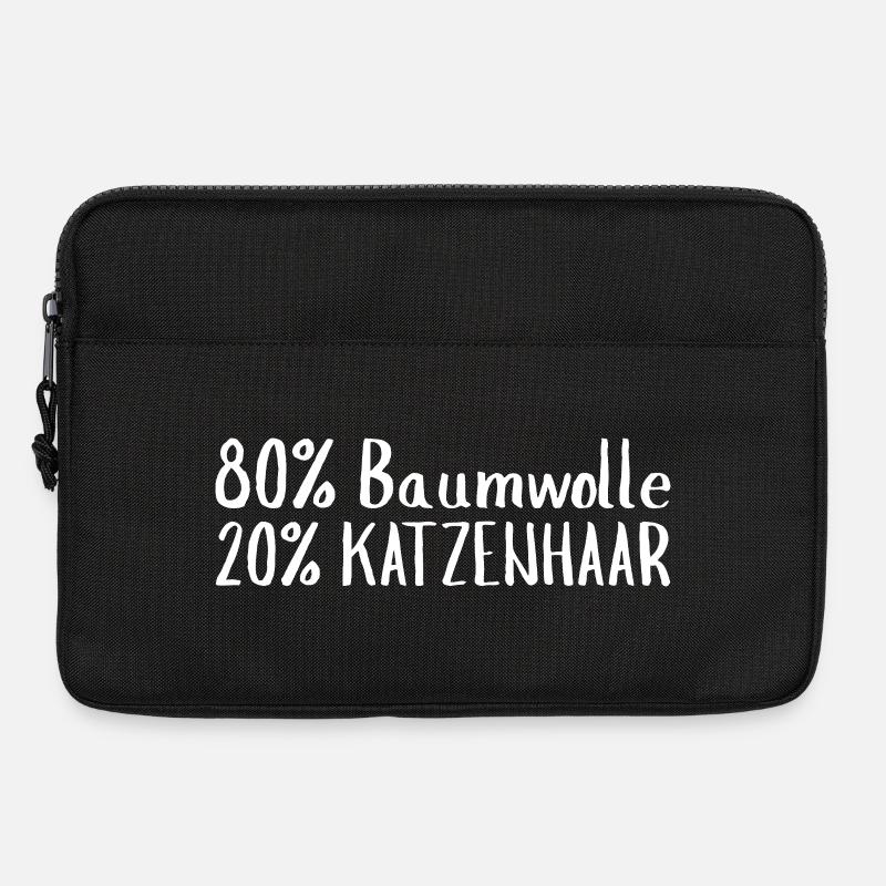 80% Baumwolle 20% Katzenhaar – Spuren – Sprüche – Katze - Laptoptasche 13" - Schwarz