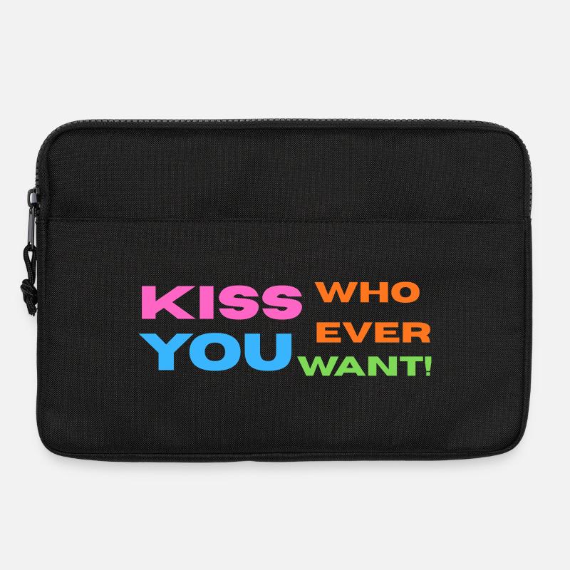 Pride / CSD / LGBTQ+ Design "Kiss" - Laptoptasche 13" - Schwarz