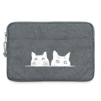 Two peeking cats - Laptop bag 13" - heather grey - Front