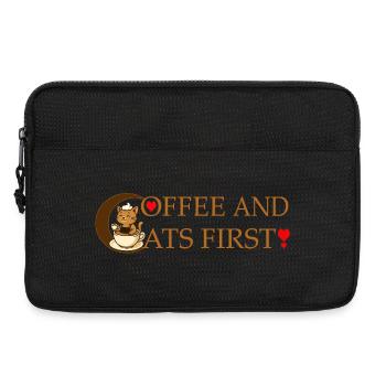 Kaffee und Katzen zuerst - Laptoptasche 13" - Schwarz - Vorne