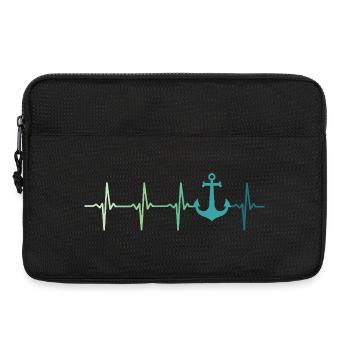 Ancre battement de coeur marin capitaine bateau - Sacoche pour ordinateur portable 13 pouces - noir - Devant