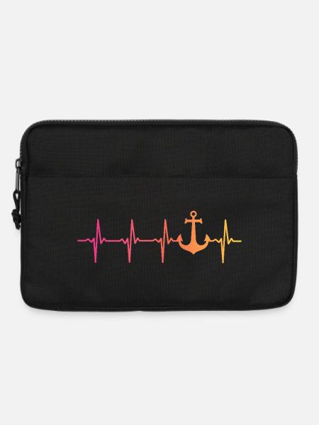 Ankerherzschlag Marinekapitänsboot - Laptoptasche 13" - Schwarz