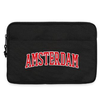 Amsterdam Schriftzug Rot Weiß Design - Laptoptasche 13" - Schwarz - Vorne