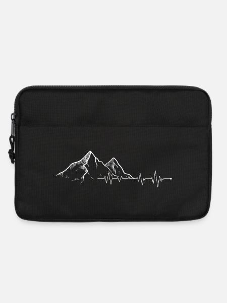 Minimal Mountain Heartbeat Design - Laptop bag 13" - black