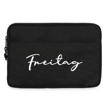 Freitag Wochentags Shirt weiß Handschrift - Laptoptasche 13" - Schwarz - Vorne
