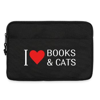 I Love Books And Cats Bücher Katze Lesen Spruch - Laptoptasche 13" - Schwarz - Vorne