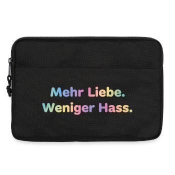 Mehr Liebe Shirt Sticker für Frauen und Männer - Laptoptasche 13" - Schwarz - Vorne