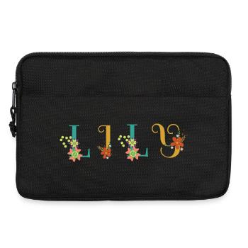 LILY Name Art With Flowers Embroidered - Laptop bag 13" - black - Front