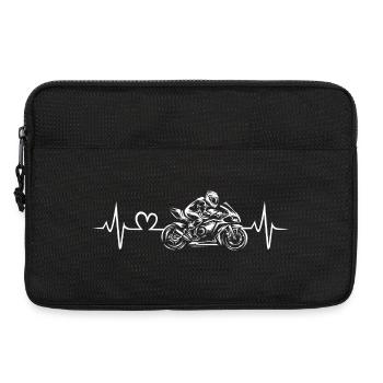 Motorradfahrer Herzschlag Design - Laptoptasche 13" - Schwarz - Vorne