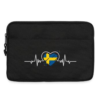 Suède Coeur Battement de Cœur Drapeau Cadeau - Sacoche pour ordinateur portable 13 pouces - noir - Devant