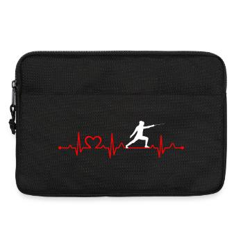 Herzschlag Fechten EKG Linie Schwert Kämpfer - Laptoptasche 13" - Schwarz - Vorne