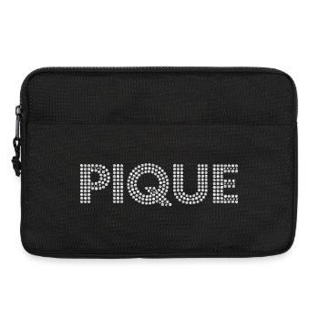 Punkt-Piqué Schriftzug - Laptoptasche 13" - Schwarz - Vorne