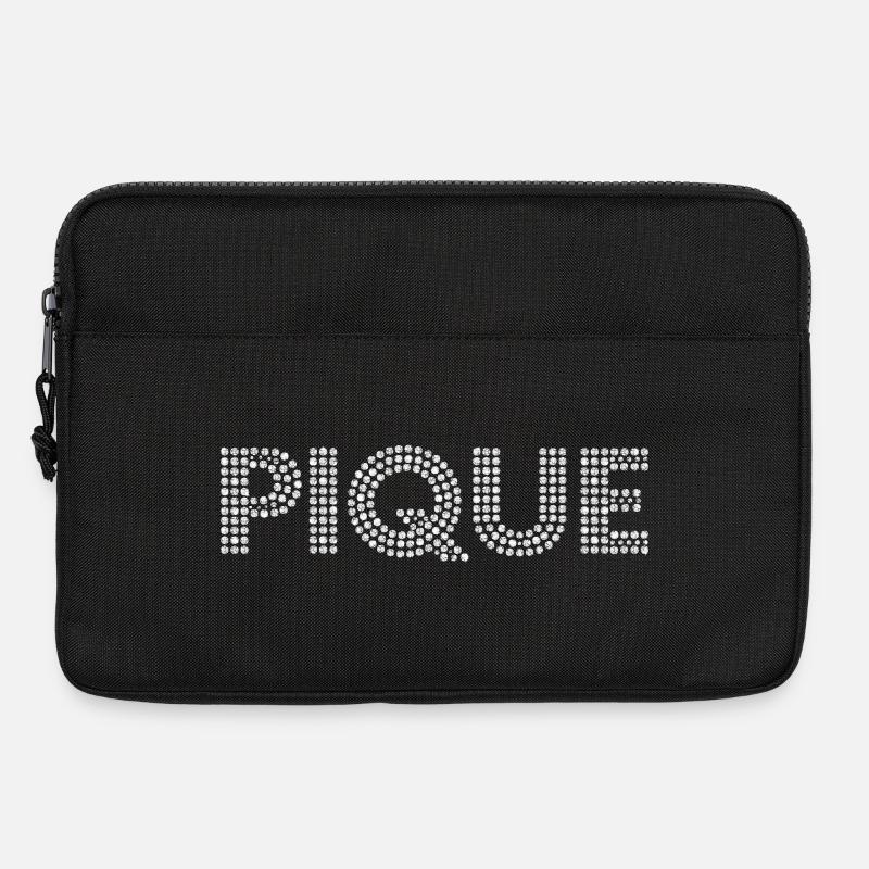 Punkt-Piqué Schriftzug - Laptoptasche 13" - Schwarz