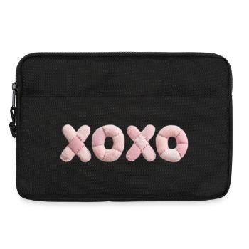 XOXO Design Pink en peluche patchwork - Sacoche pour ordinateur portable 13 pouces - noir - Devant