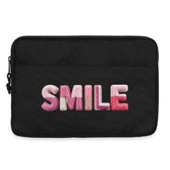 Tendance en patchwork de lettrage de sourire moelleux - Sacoche pour ordinateur portable 13 pouces - noir - Devant