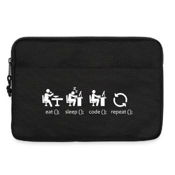 Essen, schlafen, Code wiederholen – lustiger Softwareentwickler - Laptoptasche 13" - Schwarz - Vorne