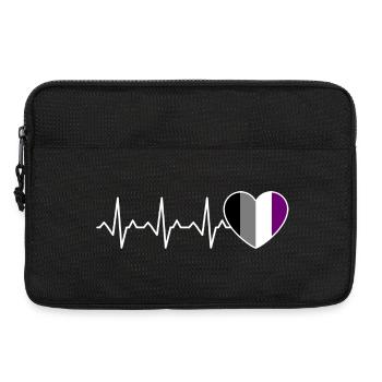 Ace Pride Heartbeat Asexuel - Sacoche pour ordinateur portable 13 pouces - noir - Devant