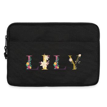 LILY name decorated with flowers - Laptop bag 13" - black - Front