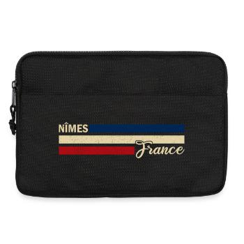 France - Nimes - Frankreich - Flagge - Streifen - Laptoptasche 13" - Schwarz - Vorne