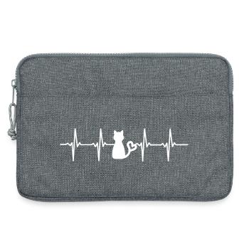 Katzensignet mit Herzschlag - Laptoptasche 13" - Grau meliert - Vorne