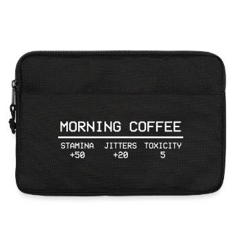 Morning Coffee Gamer Stats Pixel Humor - Laptop bag 13" - black - Front