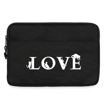 LOVE Katzen-Silhouetten-Wortkunst - Laptoptasche 13" - Schwarz - Vorne