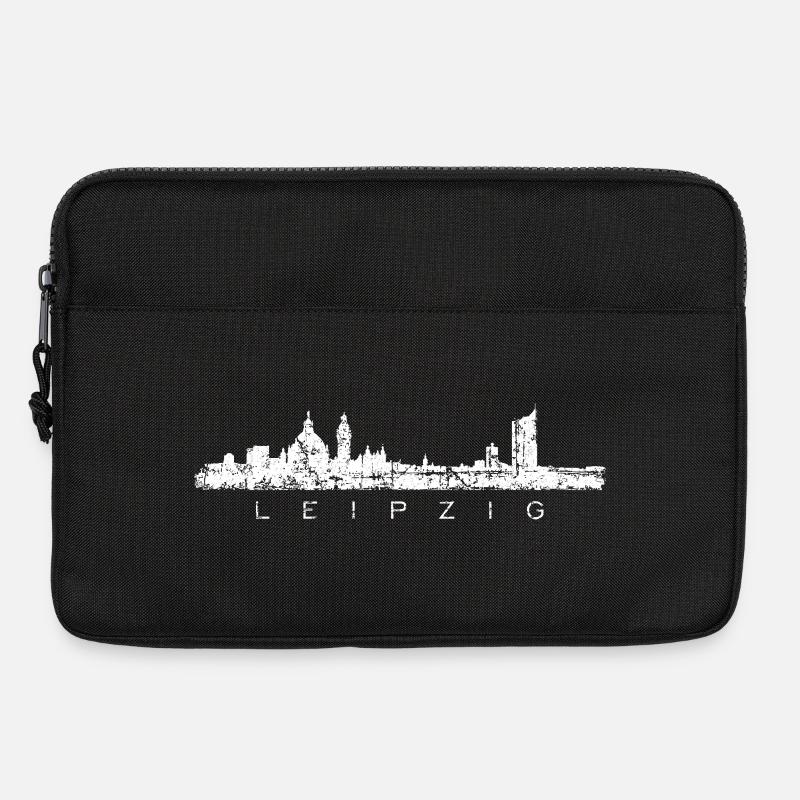 Leipzig Skyline Panorama (Vintage/Weiß) - Laptoptasche 13" - Schwarz