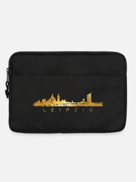 Leipziger Skyline (Vintage/Goldgelb) Leipzig - Laptoptasche 13" - Schwarz