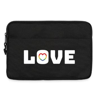 Coeur d’amour arc-en-ciel blanc - Sacoche pour ordinateur portable 13 pouces - noir - Devant