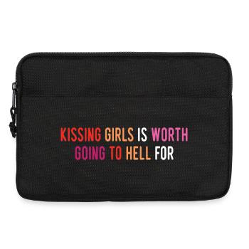 LGBT Pride Month - Kissing Girls - Lesbian Couple - Laptop bag 13" - black - Front